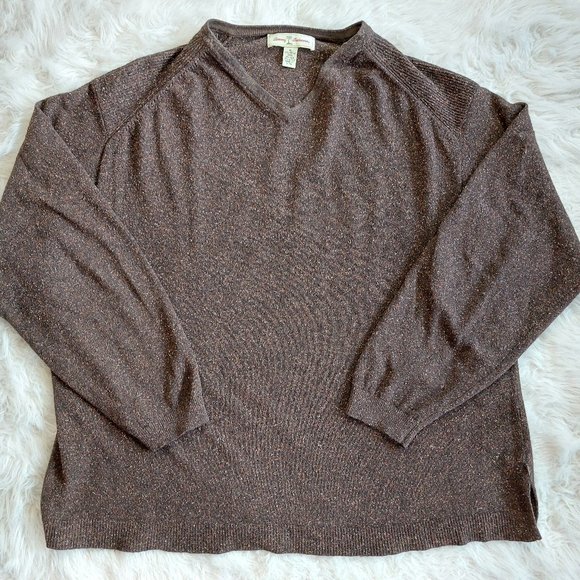 Tommy Bahama Women's Brown Merino Wool and Silk Blend Sweater Size: XL - Picture 2 of 7